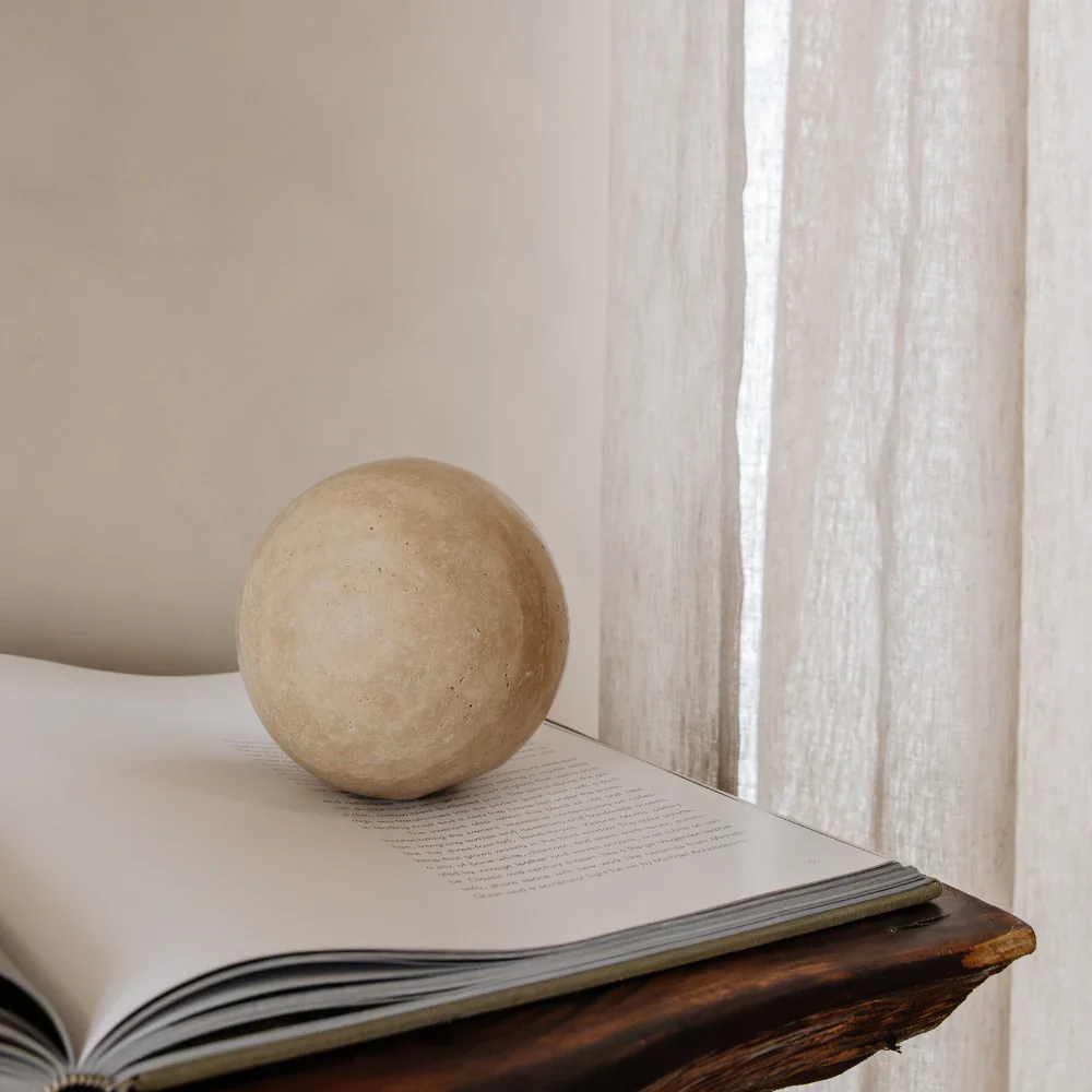 CoTHEORY | ORBIT TABLE SCULPTURE - BEIGE TRAVERTINE - Image 2