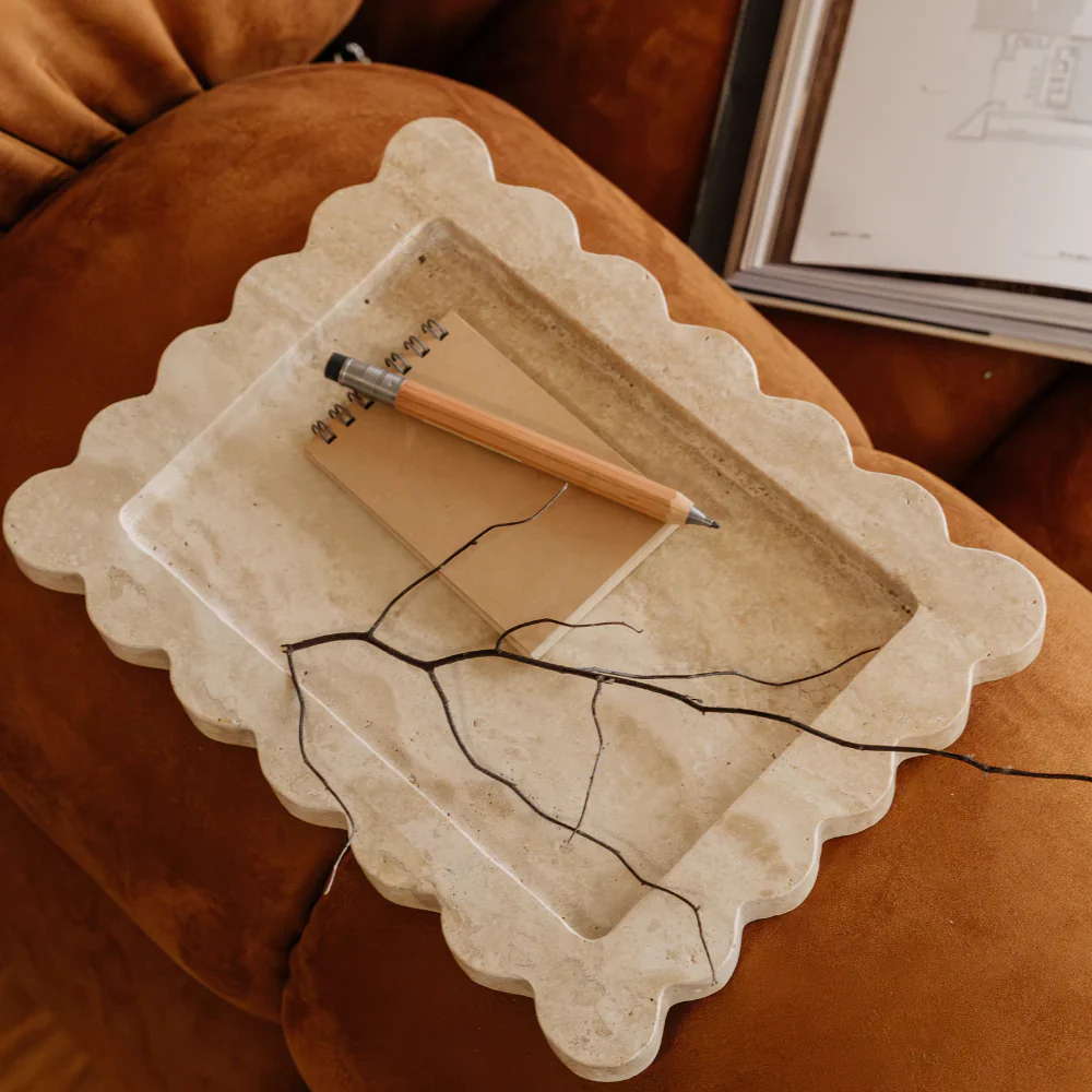 CoTHEORY | PALAZZO SCALLOPED TRAY - BEIGE TRAVERTINE - Image 4