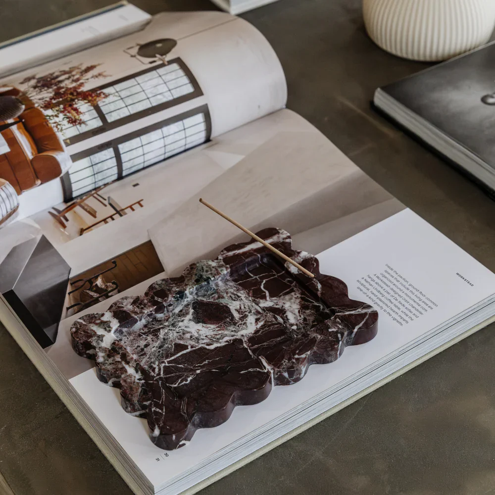 CoTHEORY | PALAZZO SCALLOPED TRAY & INCENSE HOLDER - ROSSO LEVANTO - Image 2